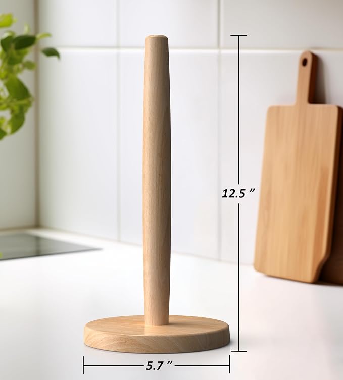 KitchLife Wooden Paper Towel Holder Countertop, Fits Jumbo Roll - Image 2
