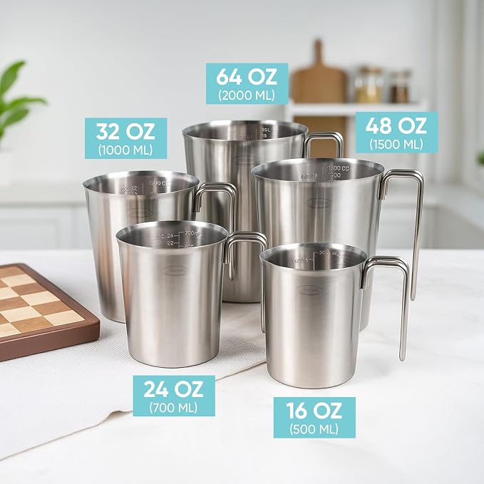 Newness 5 Pack Stainless Steel Measuring Cups Set Metal Measuring Cup - Image 6