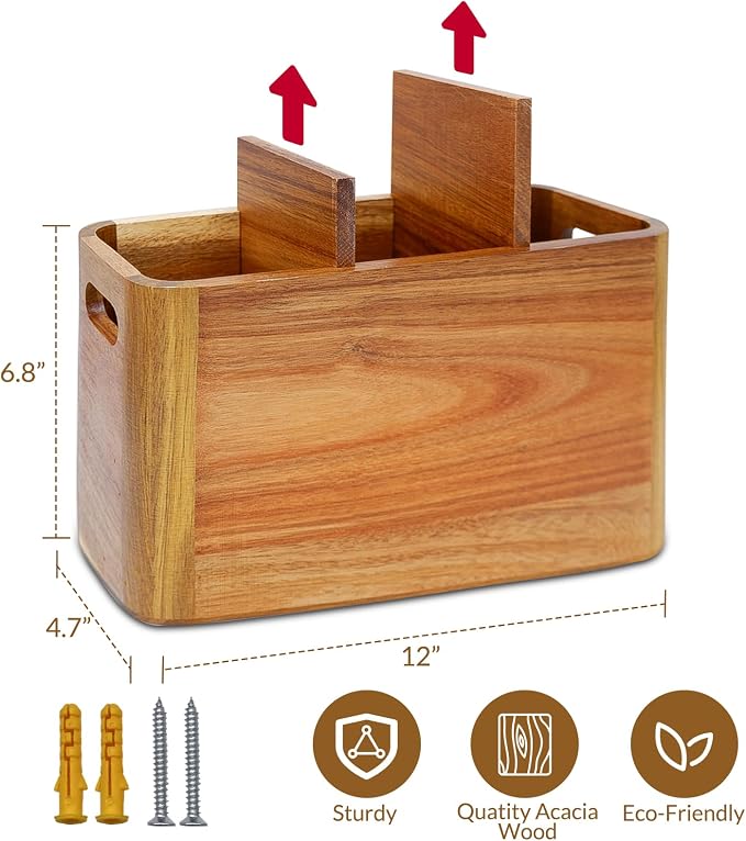 Wooden Kitchen Utensil Holder Organizer - Image 2