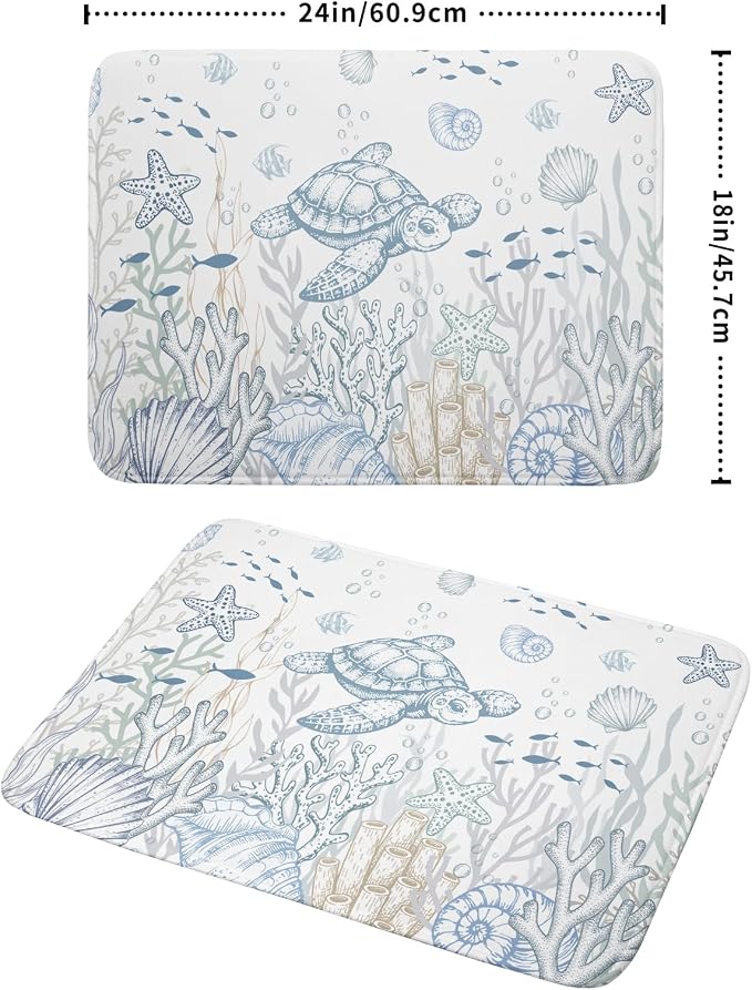 Giwawa Ocean Turtle Dish Drying Mat, Coastal Sea Tortoise Decorative Dish - Image 2