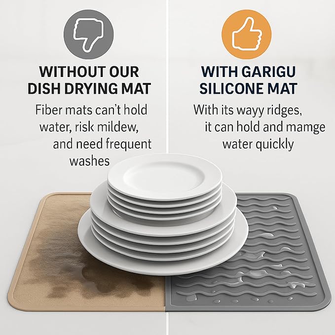 Silicone Drying Mat 16 × 12 – Dark Gray Non-Slip Sink Mat - Image 9