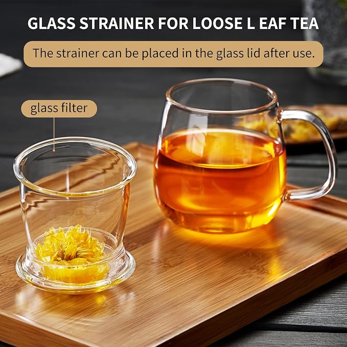 DOPUDO Large Glass Tea Cup, 25.6 oz Borosilicate Glass Tea Mug - Image 4