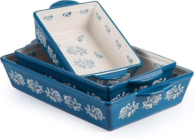 Wisenvoy Baking Dish Ceramic Lasagna Pan Casserole Dish 3-Piece Bakeware Sets by wisenvoy