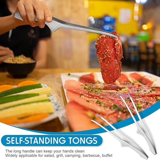 Patelai 8 Pieces Korean and Japanese BBQ Tongs Non Slip Cooking Utensils - Image 5