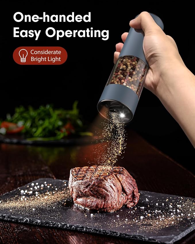 TOMEEM Upgraded Larger Capacity Electric Salt and Pepper Grinder Set - Image 2