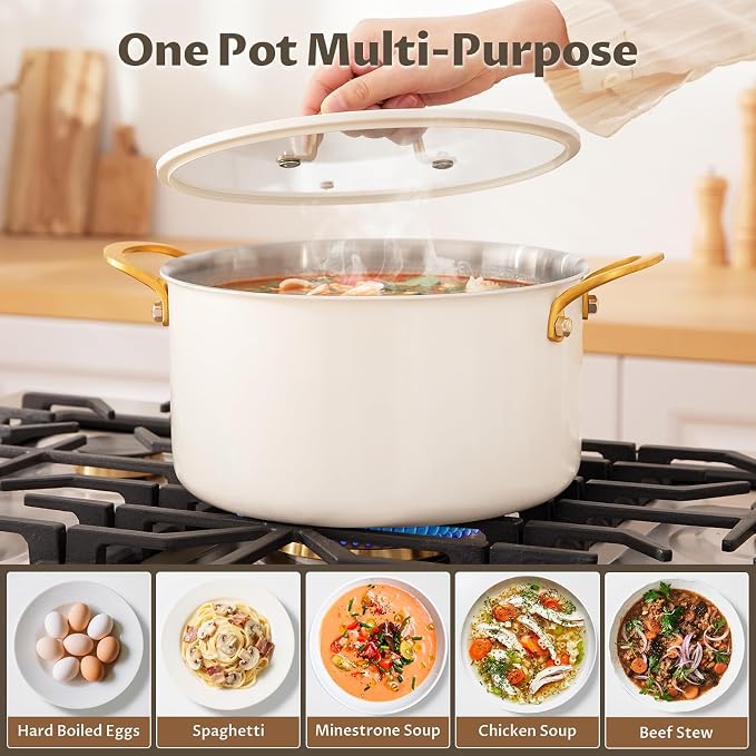 BEZIA 10 Quart Stainless Steel Stock Pot, Large Soup Pot, Casserole - Image 5