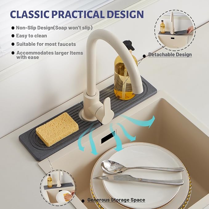 Stone Faucet Mat for Kitchen Sink, Faucet Mat Fast Drying Diatomite, Sink - Image 4