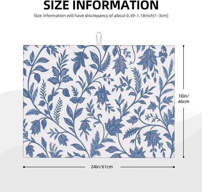 Blue Floral Print Dish Drying Mats - Image 3