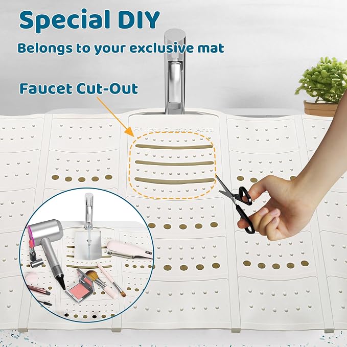 Bathroom Sink Cover for Counter Space, Foldable Silicone Sink Mat Makeup - Image 4