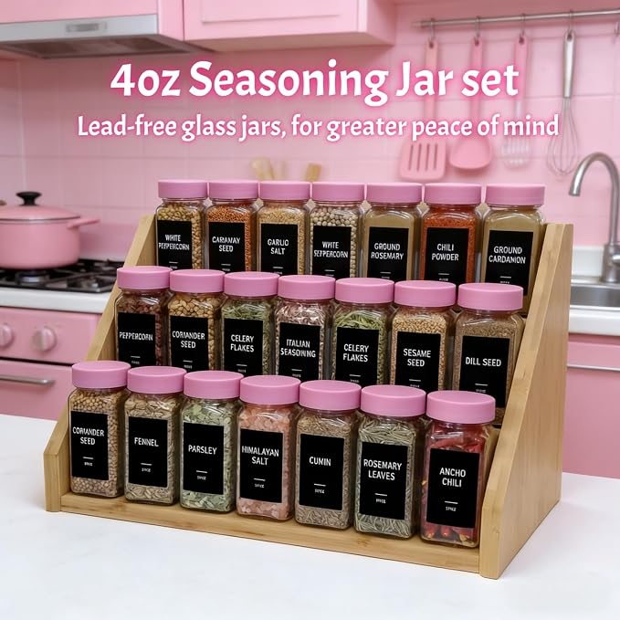 Pink Spice Jars with Labels - Image 3