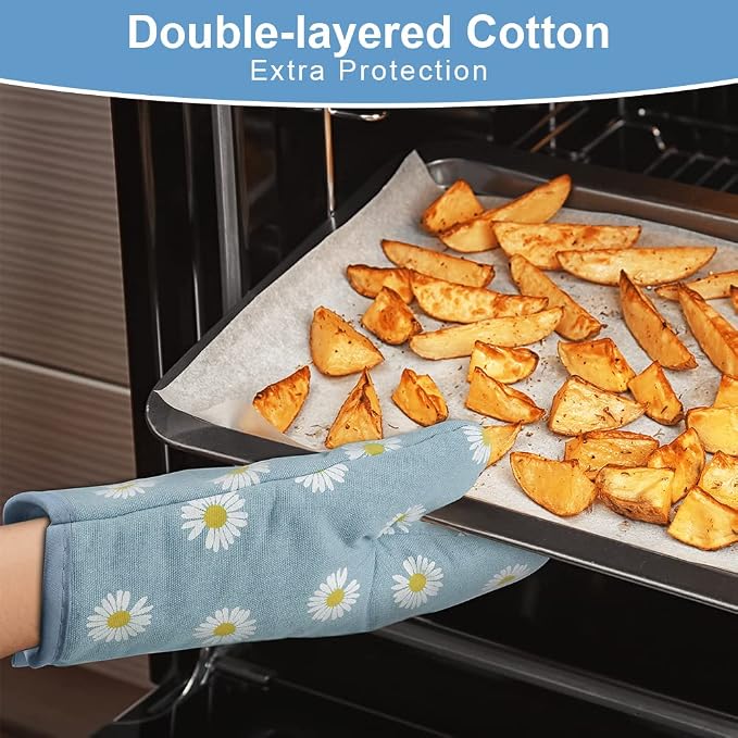 AUAUY Oven Mitts and Pot Holders, 392°F Heat Resistant Cooking Gloves and Hot - Image 4