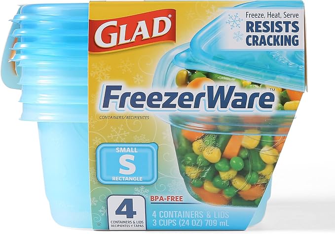 Glad Food Storage Containers, Small Rectangle, 24 Ounces | Freezerware | 4 - Image 2