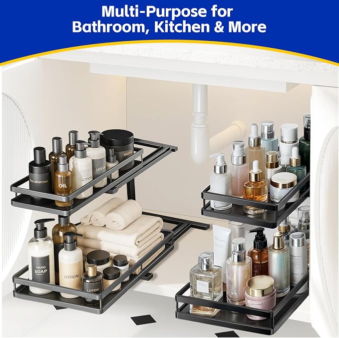 Under Sink Organizer, Dual-Rail Ball-Bearing, Under Kitchen Sink Organizer - Image 8