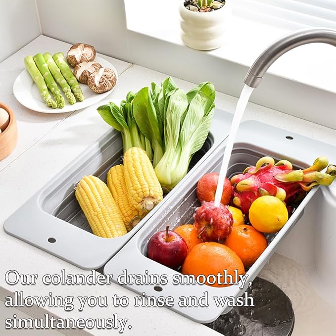 Collapsible Colander Silicone Kitchen Strainer, Over The Sink Strainer Basket - Image 6