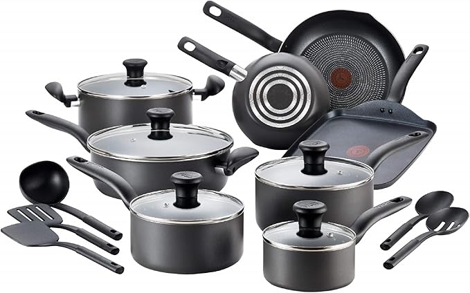 T-fal Initiatives Nonstick Cookware Set 18 Piece, Oven Broiler Safe 350F by T-falbrand