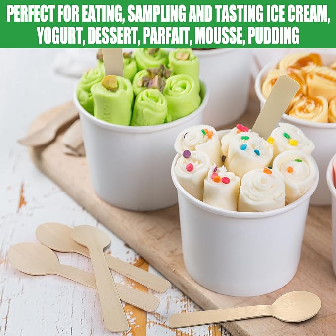 LotFancy Mini Wooden Spoons, 4 inch Length, Disposable Tasting Sampling Spoons - Image 8