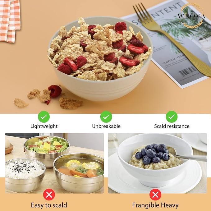 Wrova Wheat Straw Bowl Sets, Microwave and Dishwasher Safe Bowls, Kitchen Bowl - Image 5