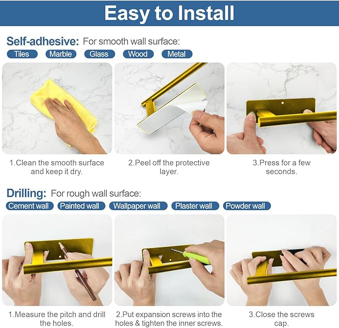 Paper Towel Holder Under Cabinet, Bend-Resistant, Self-Adhesive or Drill - Image 7