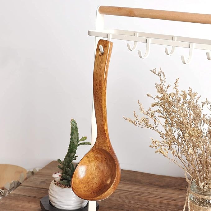 Wooden Spatula, Slotted Turner, Soup Ladle, Long Handle Utensils Set, Handmade - Image 3