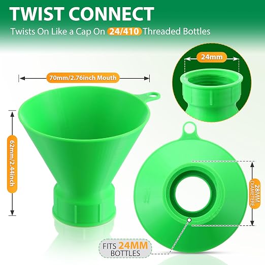 Threaded Funnel Easy Fill Funnel, Twist On Empty Spray Bottle Refill Adapter Fit - Image 2