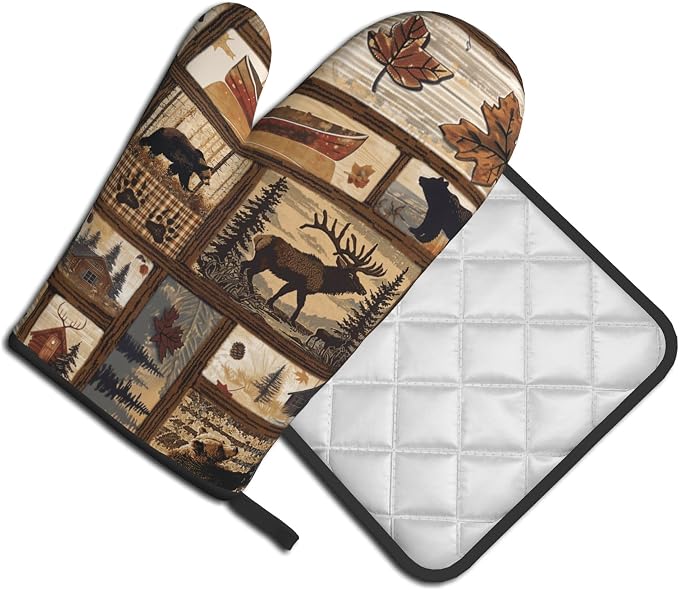 Rustic Lodge Pot Holders and Oven Mitts - Image 2