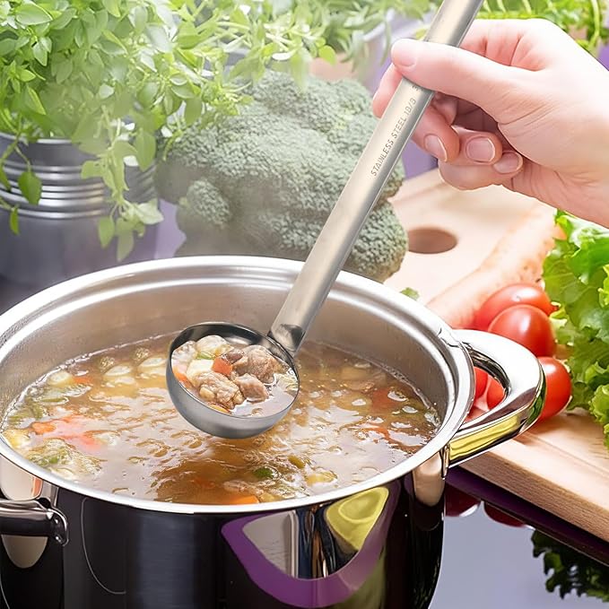 meekoo 1 Pieces Stainless Steel Ladle Soup Handle Ladle - Image 3