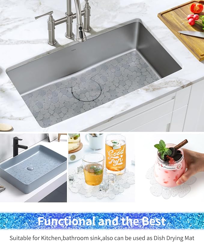 Bligli Pebble Sink Mat for Stainless Steel/Ceramic Sinks, PVC Eco-Friendly Sink - Image 6