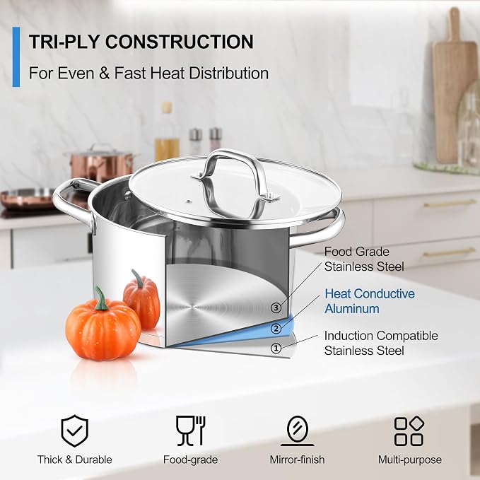 Stainless Steel Stock Pot 4 Quart, Homikit Induction Stockpot - Image 8
