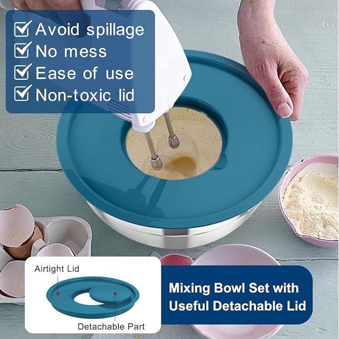 TeamFar Mixing Bowls with Lids, - Image 5
