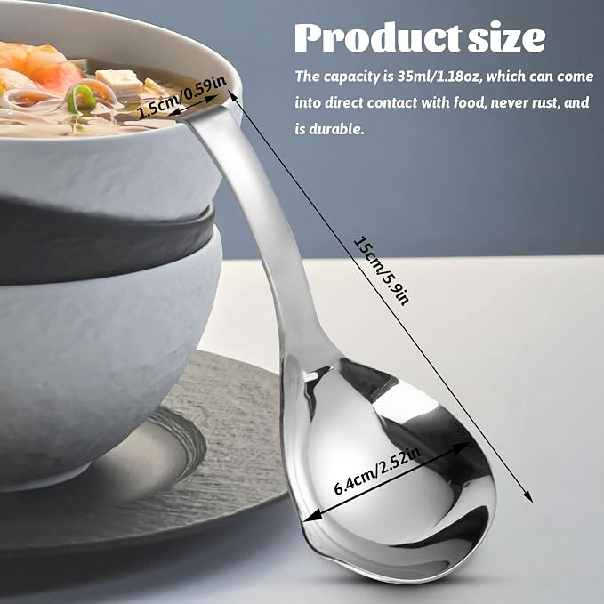 2Pcs Soup Ladle, Stainless Steel 304 Spoons - Image 2