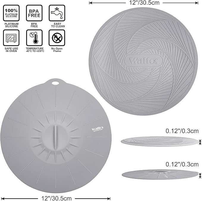 Walfos Silicone Microwave Mat & Lid Set, Heat Resistant Multi-Purpose Trivet - Image 5