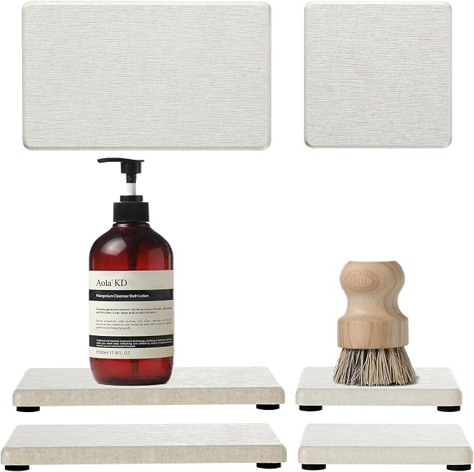 Razborci 4PCS Bathroom Sink Vanity Trays, Diatomaceous Earth Quick Stone Drying by Razborci