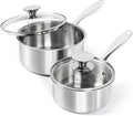 MICHELANGELO 1Qt & 2Qt Tri-ply Stainless Steel Saucepan Set, Small Cooking Pots by Michelangelo