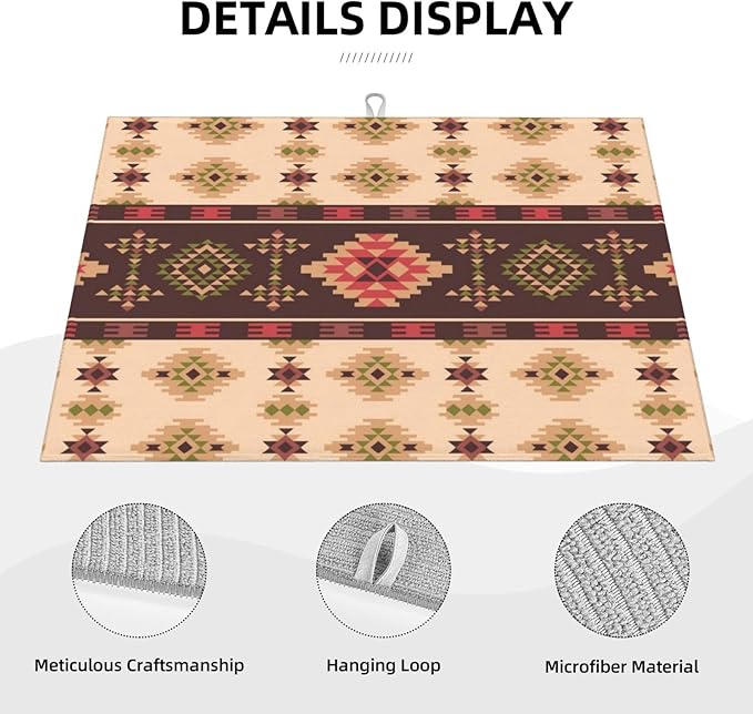 American Aztec Dish Drying Mat Traditional Ethnic Style Design Geometric Drying - Image 2