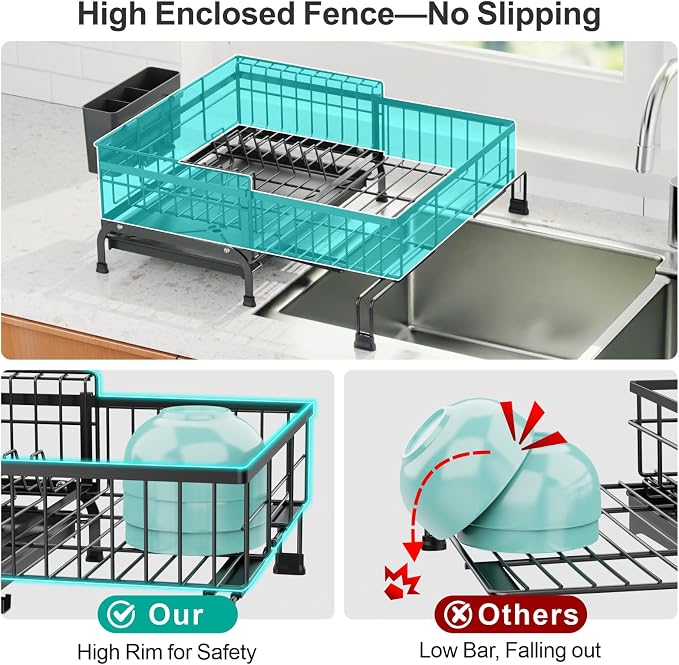 Swedecor Extendable Dish Drying Rack - Image 4