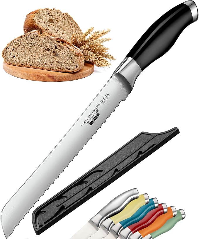 Orblue Serrated Bread Knife Ultra-Sharp Stainless Steel Professional Grade by Orblue