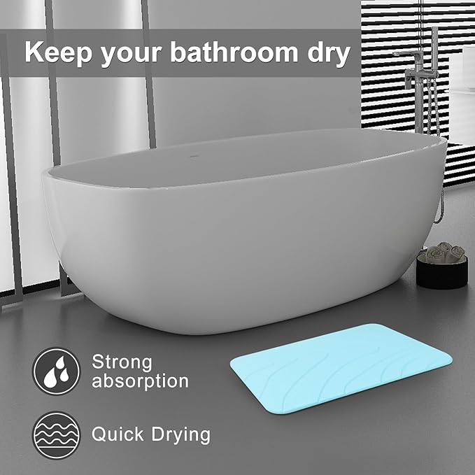 2 Pack Diatomaceous Earth Shower Mat, Stone Bath Mat, Nonslip Super Absorbent - Image 3