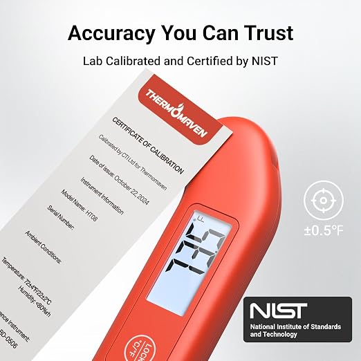 Professional Meat Thermometer Digital, ±0.5℉ NIST Certified Accuracy, Instant - Image 2