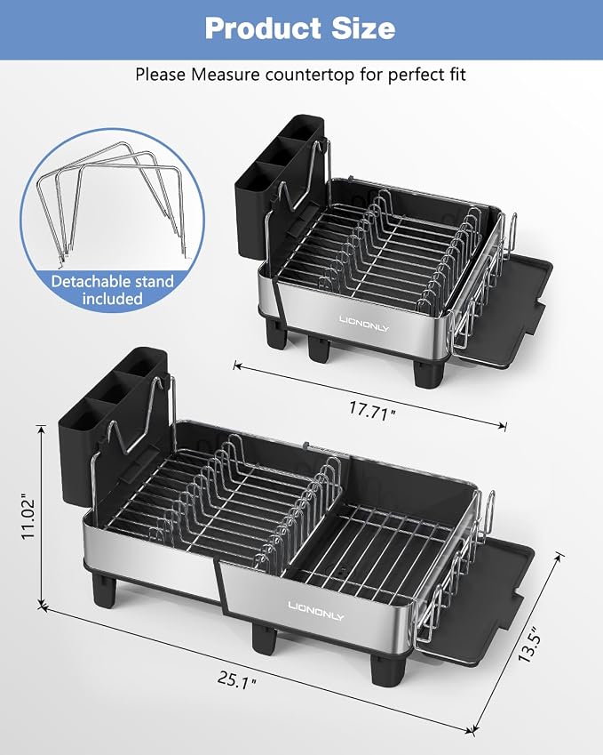 Dish Drying Rack, 304 Stainless Steel Exendable Dish Rack - Image 7