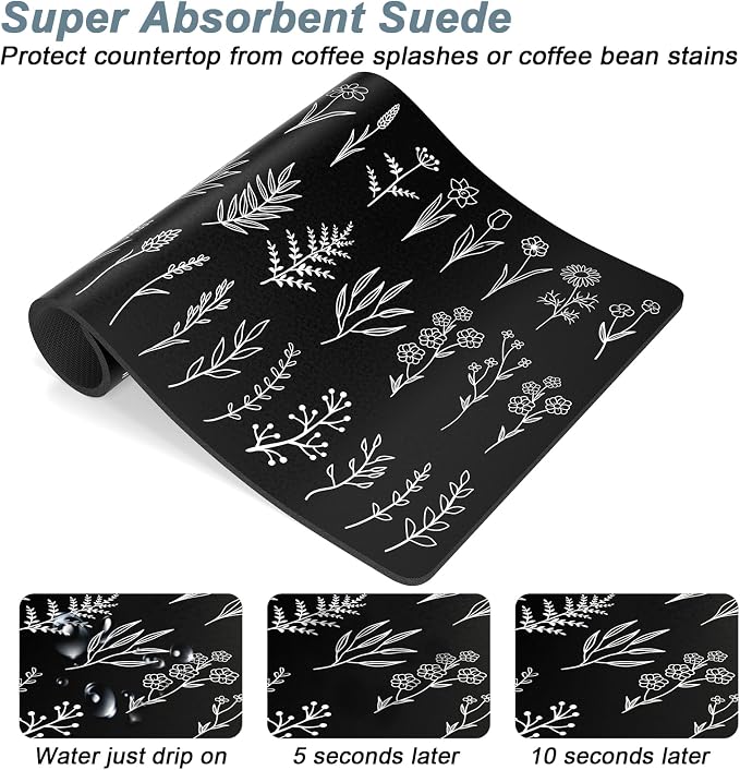 Rnivvi Coffee Mat, Hide Stain Rubber Backed Absorbent Dish Drying Pad - Image 3