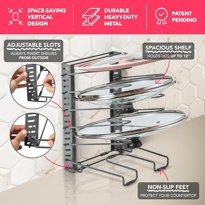 Free-Standing Adjustable Pot Lid Organizer - Image 7