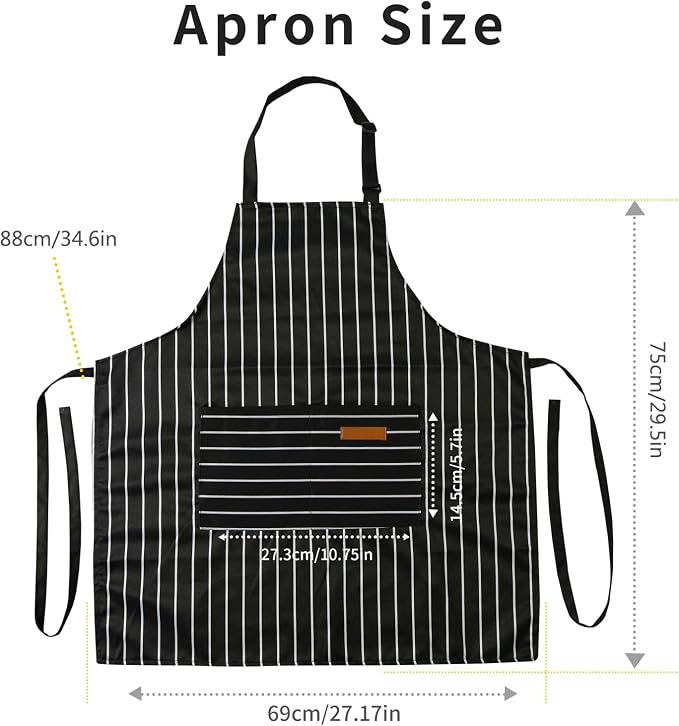 Tosewever 2 Pieces Kitchen Cooking Aprons, Cotton Polyester Blend Adjustable - Image 6