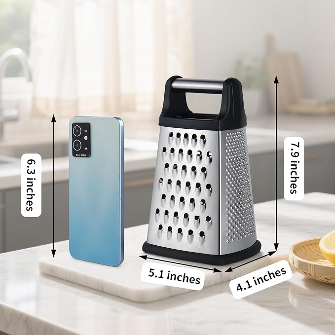 Kaishun Professional Cheese Grater, 4-Sided Stainless Steel Box Grater - Image 4