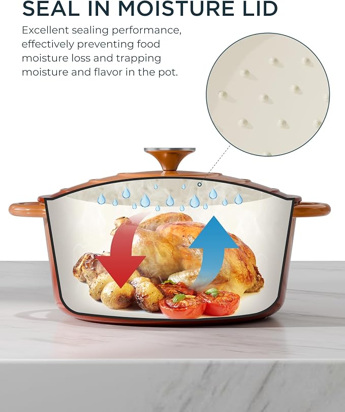 Enameled Cast Iron Dutch Oven - 6QT Dutch Oven Pot - Heavy-Duty Non Stick - Image 3