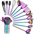 Rainbow Kitchen Utensils Set, 13 Pieces Stainless Steel Cooking Utensils Set by HOMQUEN