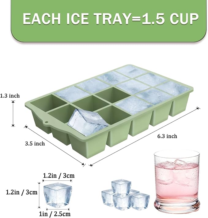 Ice Cube Trays for Freezer, 2 Pack Easy Release Slicone Ice Cube Tray - Image 2