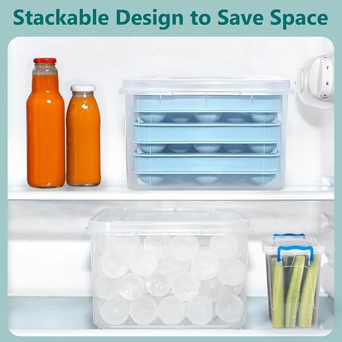 Optish Ice Cube Tray with Lid and Bin, 3 Pack Ice Trays - Image 5