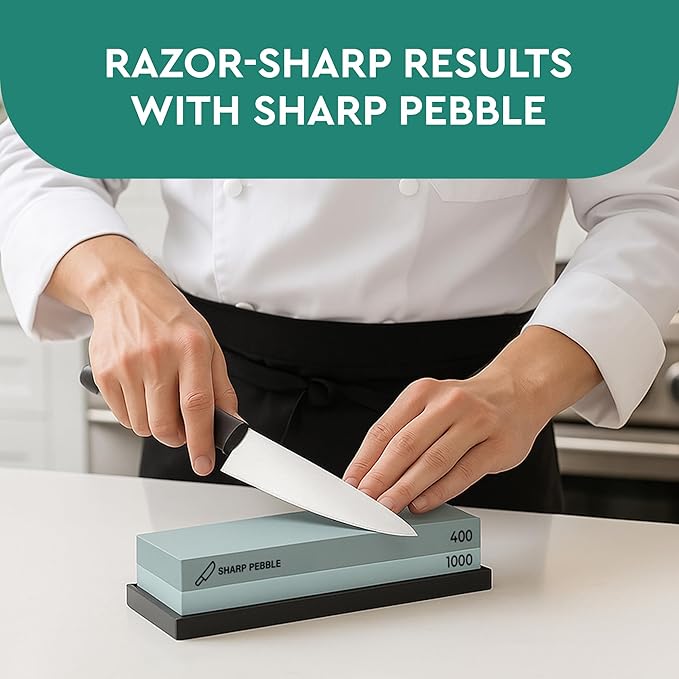 Sharp Pebble Premium Whetstone Knife Sharpening Stone 2 Side Grit 400/1000 - Image 4