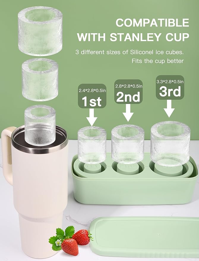 Ice Cube Tray for Tumbler Cup 30Oz-40Oz, Easy Fill and Release Ice Maker for - Image 2