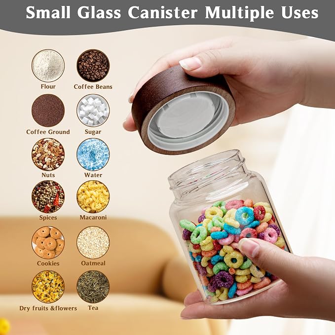 10 oz Small Glass Jars with Top Screw Lid Round Herb Coffee Bean Ground Storage - Image 5